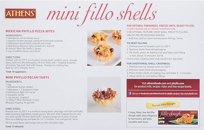 Athens Foods Mini Fillo Dough Shells 15 Per Box (6 Boxes)