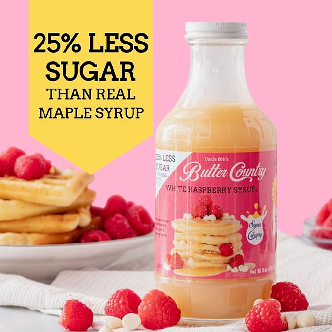 Butter Country Rich and Creamy Buttermilk Syrup | White Raspberry Flavor | Unique Gourmet Syrup for Pancakes Waffles &amp More | 16 fl oz/4 Pack
