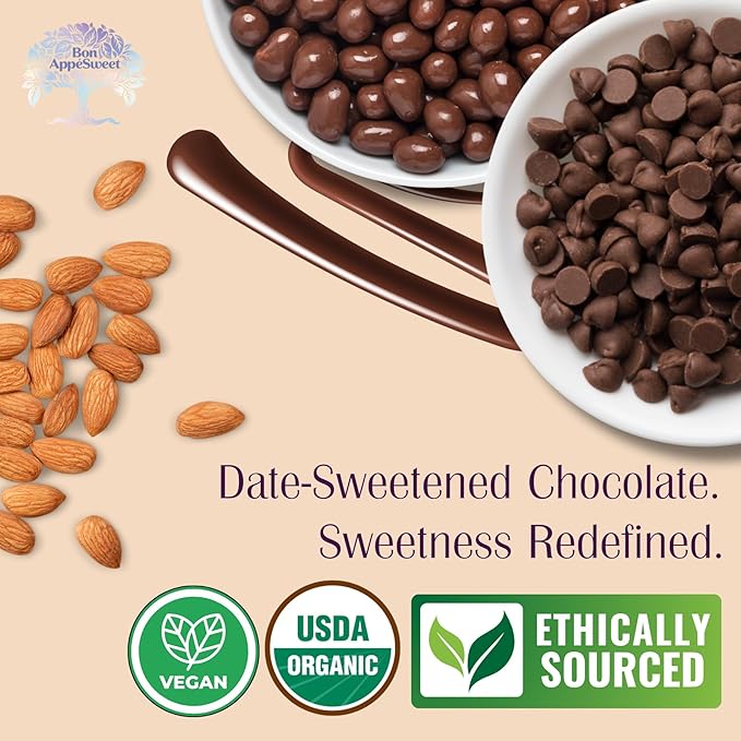 Bon Appesweet Date Sweetened Chocolate Variety | Better Than Milk Bar Chocolate Chip and Covered Almonds Protein Snacks | Variety (Pack of 3) | Zero Added Sugar 54% Cacao Plant Based Dairy and Gui