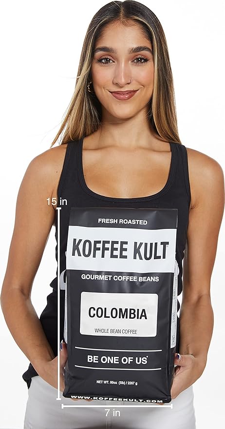Koffee Kult Colombian Medium Roast Coffee Beans 100% Single Origin Colombia Arabica Whole Bean (Whole Bean 80oz)