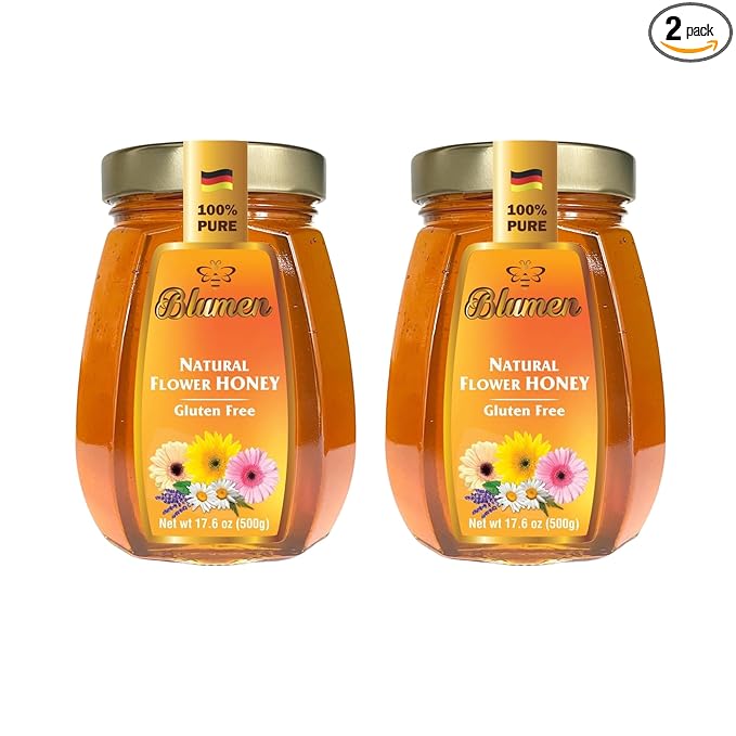 Blumen Natural Flower Honey 17.6 oz – 100% Pure &amp Natural Gluten Free Product of Germany (Pack of 2)