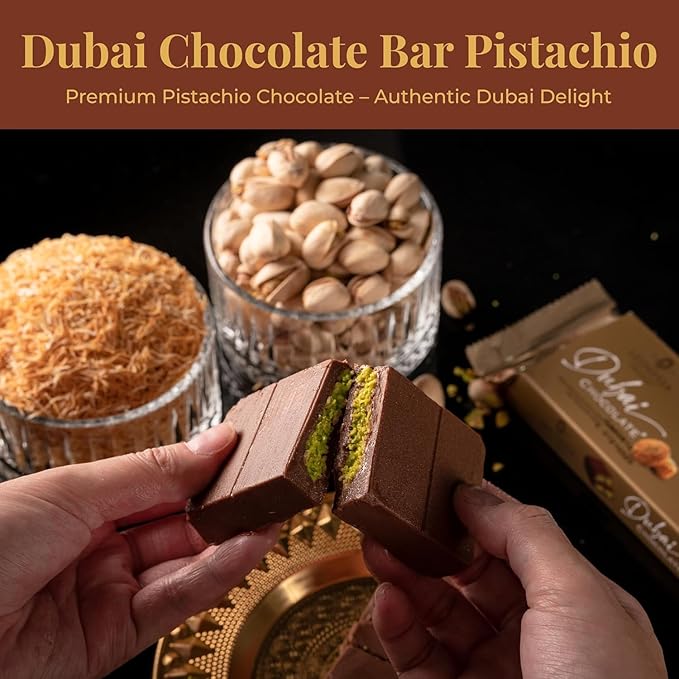 Leonessa Dubai Chocolate Bar Pistachio Kit – Premium Dubai Chocolate Bar with Pistachio – Rich Flavor &amp Creamy Texture - 3.5 Oz Pack of 2