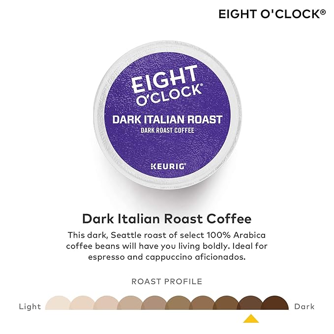 Eight O'Clock Coffee Dark Italian Roast Single-Serve Keurig K-Cup Pods Dark Roast Coffee 48 Count