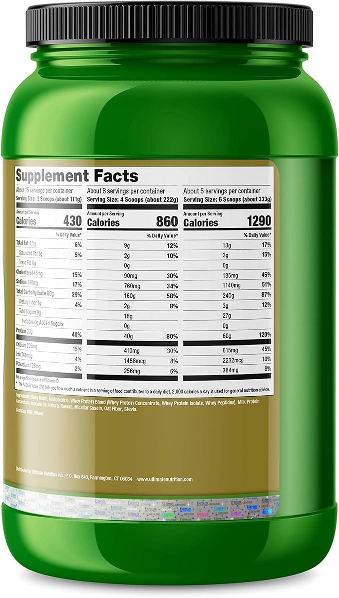 Ultimate Nutrition Natural Gainz Whey Protein Powder - Natural Gainer Protein with Micellar Casein and Milk Protein Peanut Butter and Jelly 3.6 Pounds