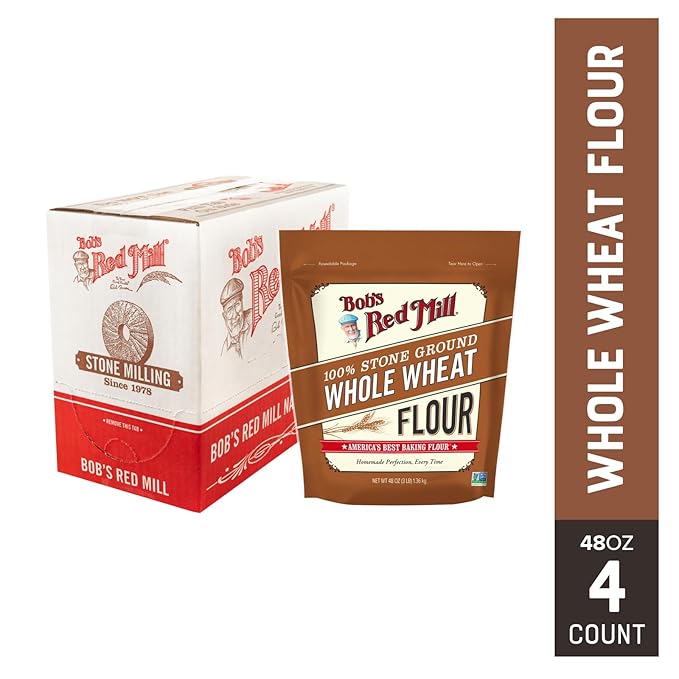 Bob's Red Mill Whole Wheat Flour 3 Pound (Pack of 4) - Whole Grain Non-GMO Vegan