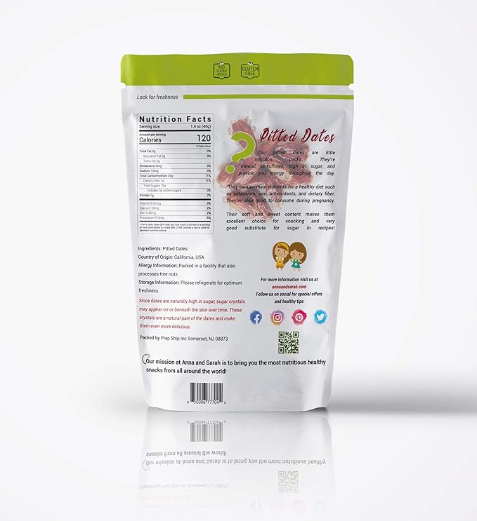 Anna and Sarah Pitted California Deglet Noor Dates in Resealable Bag 3 lbs (1 Pack)
