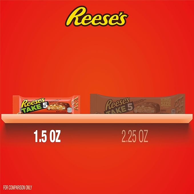 REESE'S TAKE 5 Pretzel Peanut and Chocolate Candy Bars 1.5 oz (18 Count) (Pack of 2)