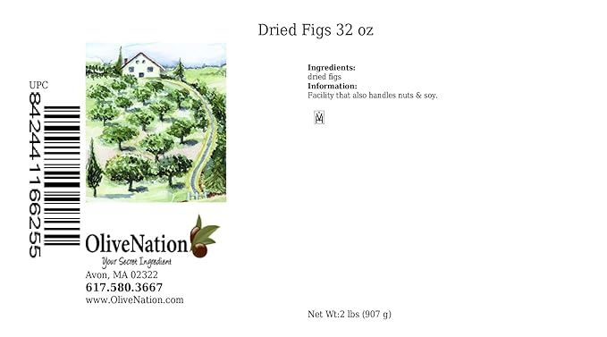 OliveNation Dried Figs Whole Pulled Turkish Figs Plump Moist Chewy Non-GMO Gluten Free Kosher Vegan - 32 ounces