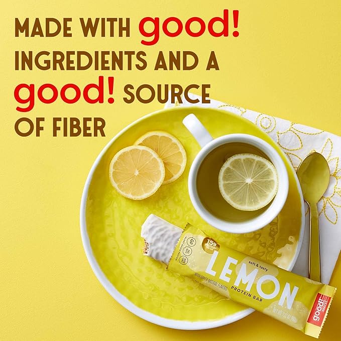 good! Snacks Lemon Vegan Protein Bar Soy &amp Gluten Free Plant Based Low Sugar 15g Clean Protein Natural Healthy Superfood Snack Kosher Friendly For Athletes &amp Active Lifestyles 12 Bars