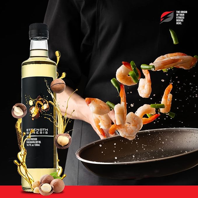 Strength Genesis Australian Macadamia Nut Oil Cold-Pressed Macadamia Oil for Cooking 500-Milliliter Bottle