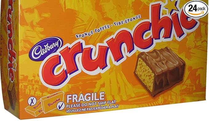 Cadbury Crunchie 24 bars milk chocolate bar with a honeycombed sugar centre over 2 pounds from Canada
