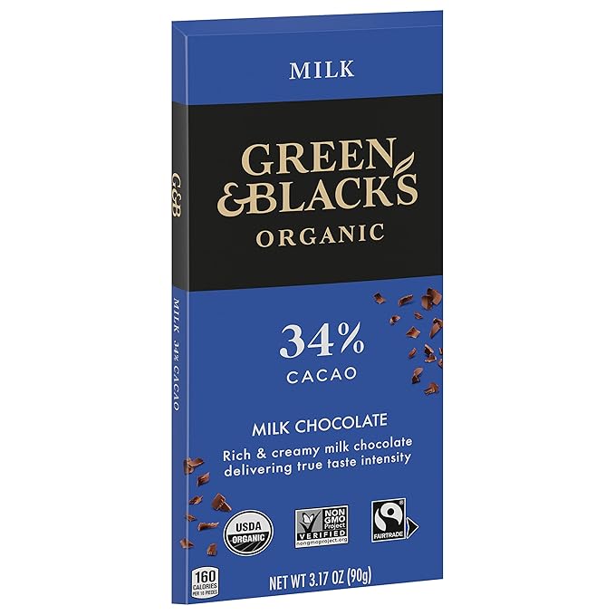 Green &amp Black's Organic Milk Chocolate Bar 34% Cacao 10 - 3.17 oz Bars
