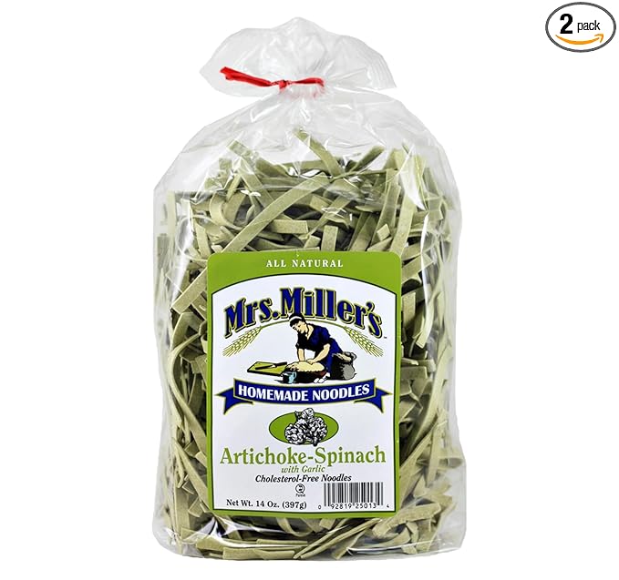 AmishTastes Mrs. Miller's Artichoke-Spinach with Garlic Noodles 14 Oz. (Pack of 2)