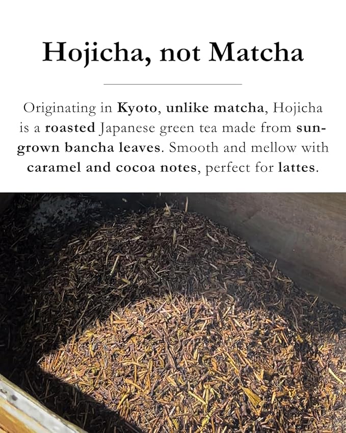 Emptea Premium Hojicha Powder Ceremonial Grade (Organic) for Latte - First Harvest Japanese Roasted Green Tea Powder from Shizuoka Japan Low Caffeine Unsweetened 1.06 oz (30g) Tin