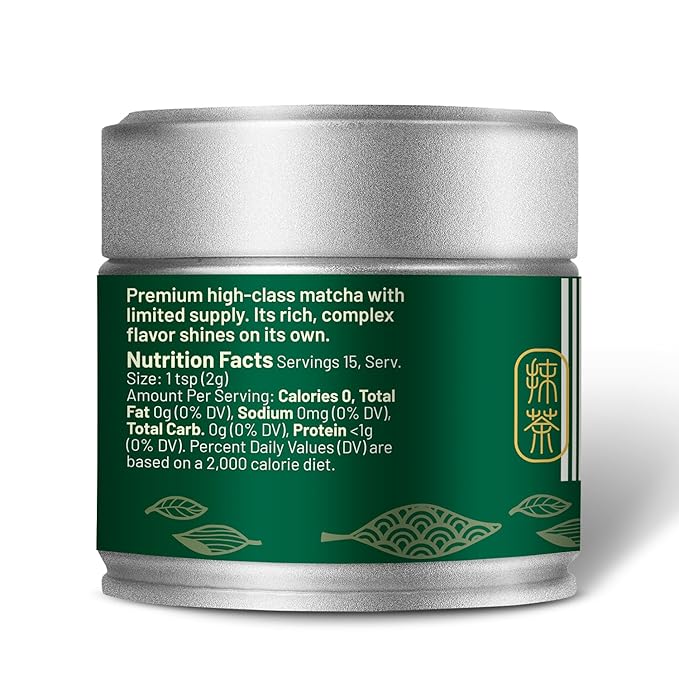 CHAYEAH Emerald Select Matcha – Organic Ceremonial Grade Matcha Green Tea Powder Premium First Harvest (1.06 oz Tin)