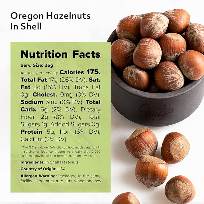 NUTS U.S. - Oregon Hazelnuts In shell | Whole Raw and Unsalted | No Added Flavor and NON-GMO | Fresh Buttery Taste and Easy to Crack | Natural Unshelled Hazelnuts Packed in a box (12 LB)