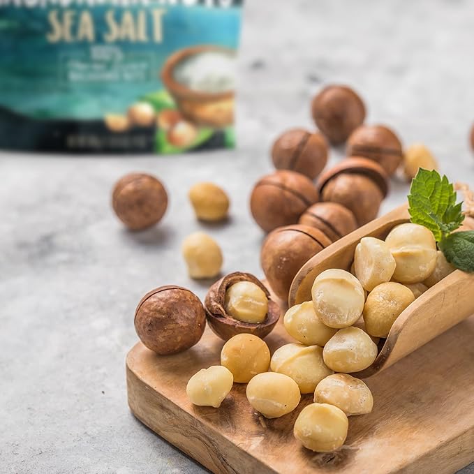 Hawaiian Macadamia Nut Company Dry Roasted Macadamia Nuts with Sea Salt 24 Oz (Pack of 2 Total 48-Ounce) Source of Fiber Gluten-Free and Certified Non-GMO Premium Quality Crunchy and Delicious