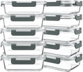 KOMUEE 10 Packs 30 oz Glass Meal Prep ContainersGlass Food Storage Containers with LidsAirtight Lunch Bento BoxesMicrowaveFreezer and DishwasherGray