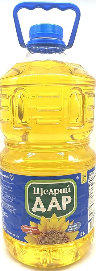 Schedryi Dar Sunflower Oil Refined Deodorized Winterized Cooking Oil for Frying Baking Salad Dressing 5 L (1.32 Gallon)