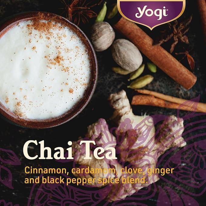 Yogi Tea Honey Chai Turmeric Vitality Tea - 16 Tea Bags per Pack (6 Packs) - Organic Tea to Support Overall Health - Includes Cinnamon Bark Turmeric Root Cardamom Pod Ginger Root &amp More