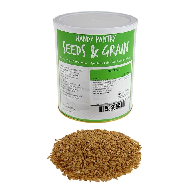 Organic Hulled Oat Groats (Hull Removed): 5 Lbs - Non-GMO Oats - Cereal Grain - Emergency Food Storage Grains Rolling for Oatmeal &amp More
