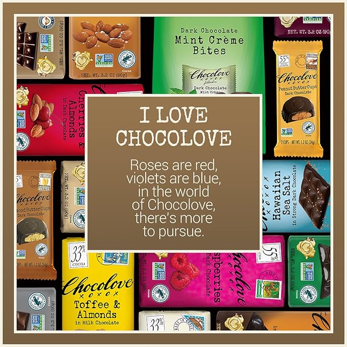 Chocolove Extra Strong Dark Chocolate Bars | 77% Cocoa | Strong &amp Smooth Premium Dark Chocolate | Rainforest Alliance Certified Non-GMO 3.2 oz Bar (12 Pack)