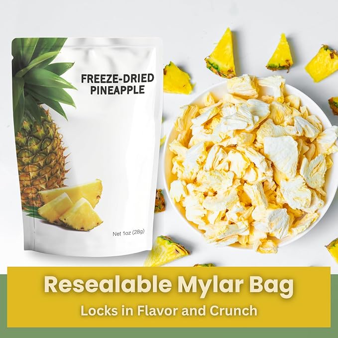 Wise Harvest Freeze-Dried Pineapple – Five 1oz Packs | Single Ingredient Snack | 100% Real Fruit No Sugar Added Just Crunch | Healthy Vegan Gluten-Free Snack for Kids &amp Adults