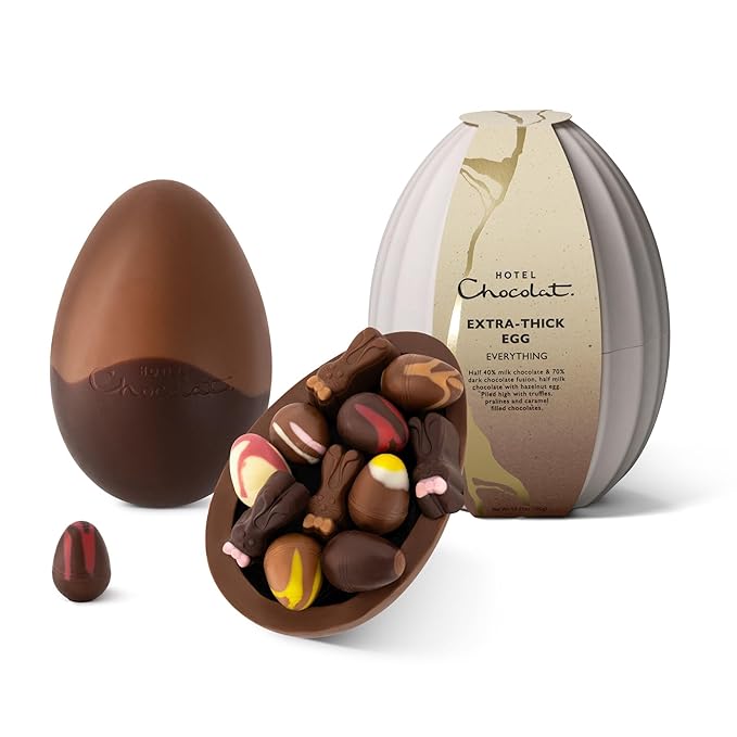 Luxury Extra Thick Chocolate Easter Egg 13.8oz – Gourmet Easter Candy Gift – Premium British Chocolate – Hotel Chocolat (Everything)