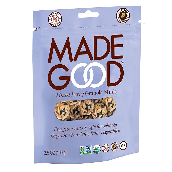 MadeGood Mixed Berry Granola Minis USDA Certified Organic Gluten Free &amp Non-GMO 3.5 Oz (Pack of 6)