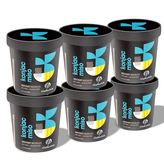 Hethstia Konjac Noodles Instant Miso Soup Cup – 6 Packs Shirataki Pasta Angel Hair with Low Carb Miso Broth Ready to Eat Ramen Low GI Keto-Friendly Healthy Asian Noodles Holiday Gift