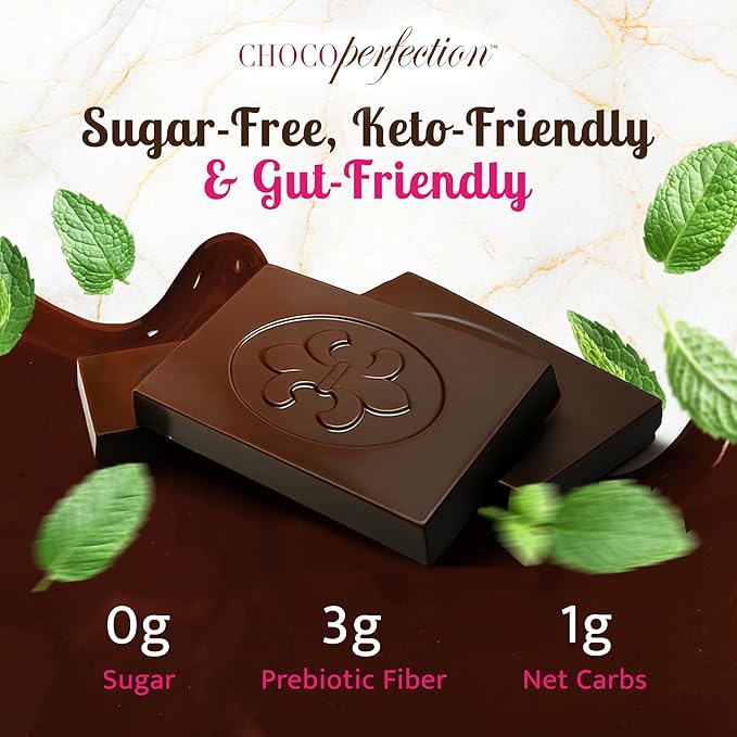 Chocoperfection Sugar Free Dark Mint Chocolate- 10g Bars (Pack of 30)