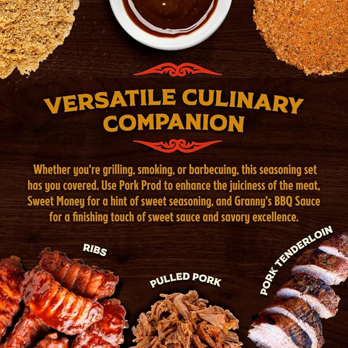 Big Poppa’s Pork BBQ Bundle Flavor System – Pork Injection Sweet Rub and Classic BBQ Sauce Kit for Ribs Pork Butt and Brisket – Balanced Pitmaster-Style Results for Home Smokers – 3-Pack Bundle