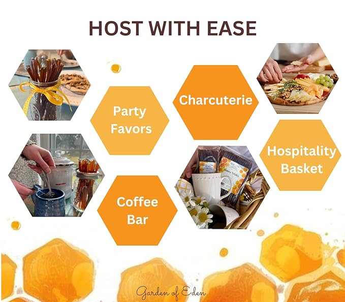 Garden of Eden Honey Company Pure Honey Sticks (100-Count) | Individual Natural Sweetener Straws for Tea &amp Coffee | Single-Serve Packets | Easter Basket gift