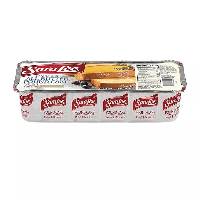 Gourmet Kitchn Sara Lee Frozen Family Size All Butter Pound Cake - Moist and Delicious - No Artificial Flavors Colors and high Fructose Corn Syrup-16oz (5 - Pack)