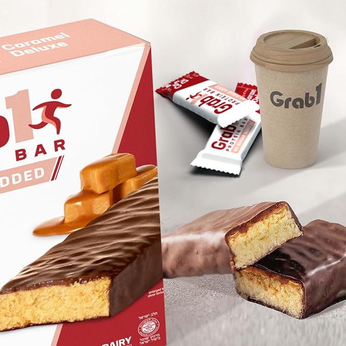 Grab1 Sugar Free Protein Bars Caramel Deluxe (3 Pack- 12 Bars) | Delicious and Nutritious | Low Calorie | Only 1g Sugar