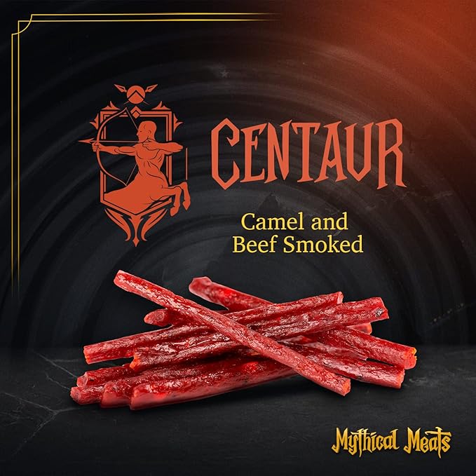 Mythical Meats Humanoid Flavor Centaur 12-Pack Snack Sticks – Camel and Beef – Dried &amp Dehydrated Meats Seasoned to Perfection – High Protein Snacks
