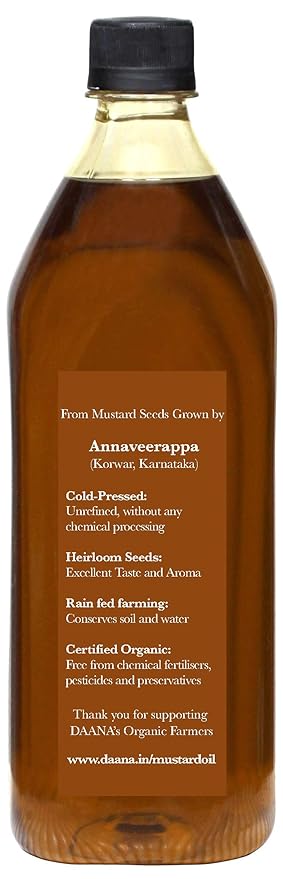 Daana Mustard Oil: CERTIFIED USDA ORGANIC EXTRA VIRGIN COLD PRESSED 34 Oz (Pack of 1)