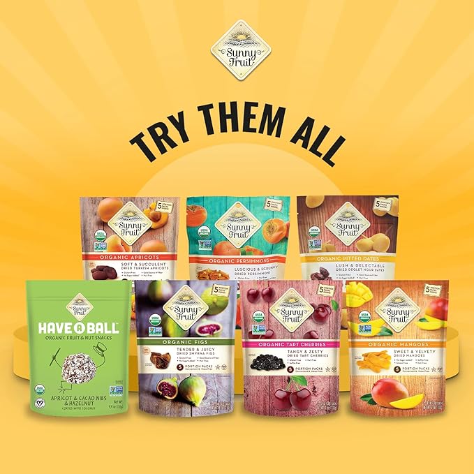 Sunny Fruit Organic Dried Fruit Assortment - Dates Figs &amp Apricots Variety 3 Bags (15 Individual Portion Packs) | No Preservatives No Sugar Added | ORGANIC NON-GMO VEGAN HALAL KOSHER