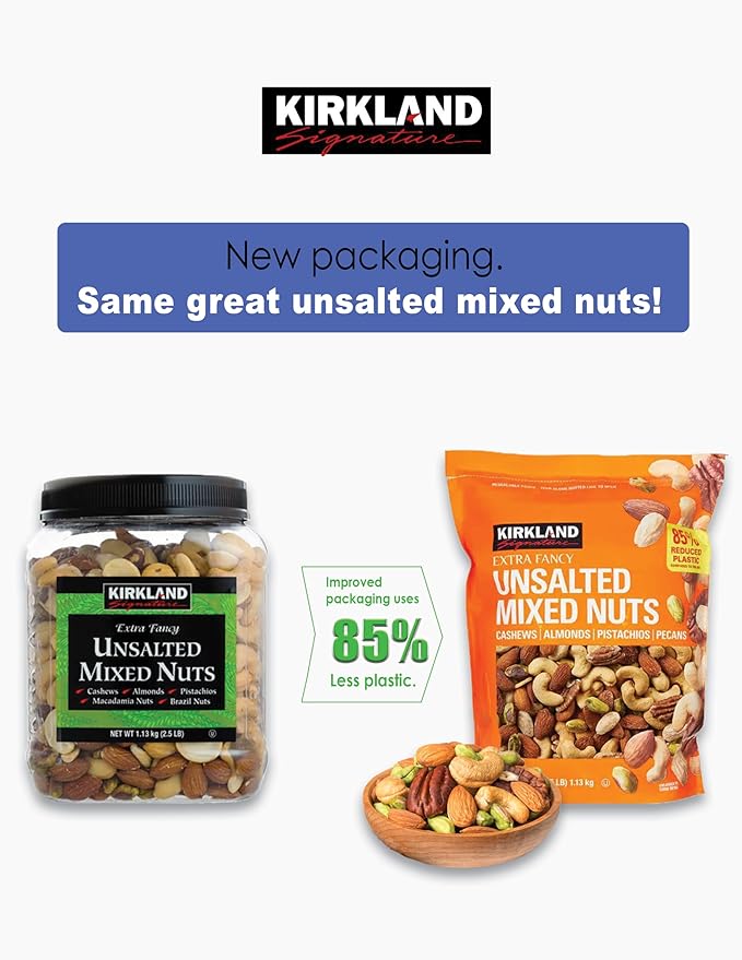 Kirkland Signature QNKDQK Extra Fancy Unsalted Mixed Nuts 2.5 (LB) 2 Pack of 40 Ounce 99451458768