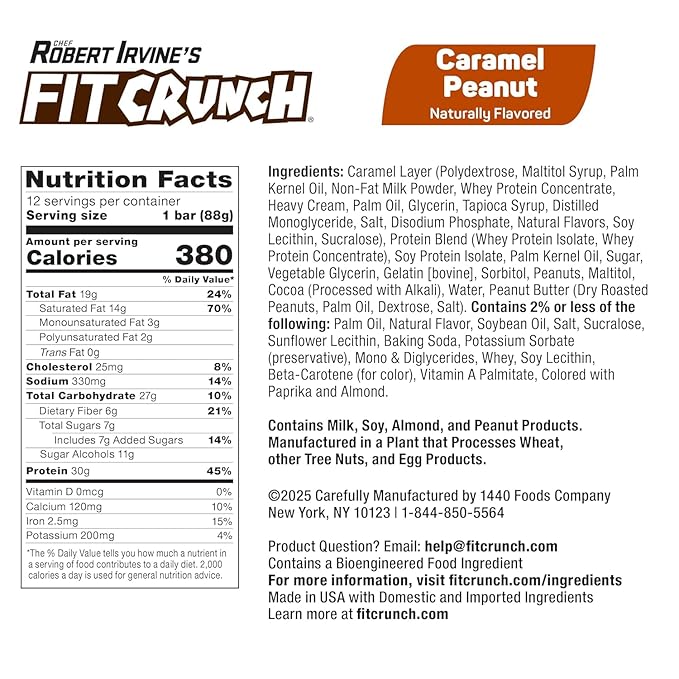 FITCRUNCH Full Size Protein Bars 6-Layer Baked Bar 6g of Sugar Gluten Free &amp Soft Cake Core (12 Bars Variety Pack)