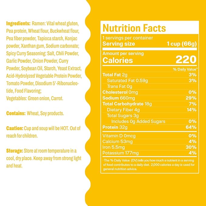 Hethstia Protein Ramen Spicy Curry &amp Konjac Shirataki Fettuccine Bundle 32g Plant-Based Protein Low Carb Vegan Pasta &amp Instant Noodle Meal Gluten-Free Low Calorie Ready to Eat