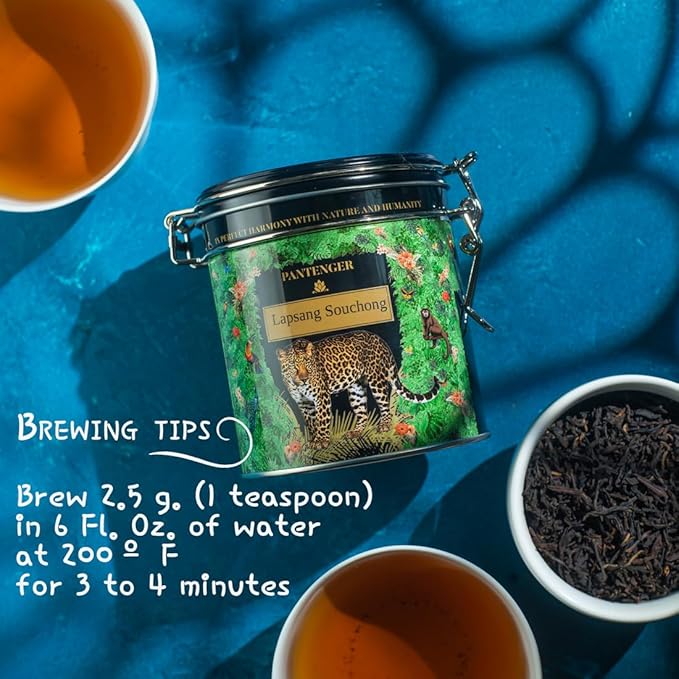 Pantenger Lapsang Souchong Loose Leaf Tea. 3 Ounces - 40 Servings. Smoked Black Tea Loose Leaf.
