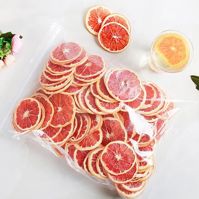 Queenbox 1.7oz Freeze Dried Sliced Fruit Grapefruit Natural Dehydrated Fruit Vegan Food Emergency Healthy DIY Snack for Sweet &amp Tart Iced/Hot Tea