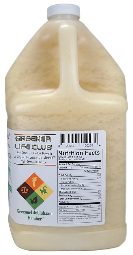Essential Depot Palm Oil - RSPO Certified - Sustainable - Food Grade - Kosher - Not Hydrogenated - 1 Gallon - Safety Sealed HDPE Container with Resealable Cap