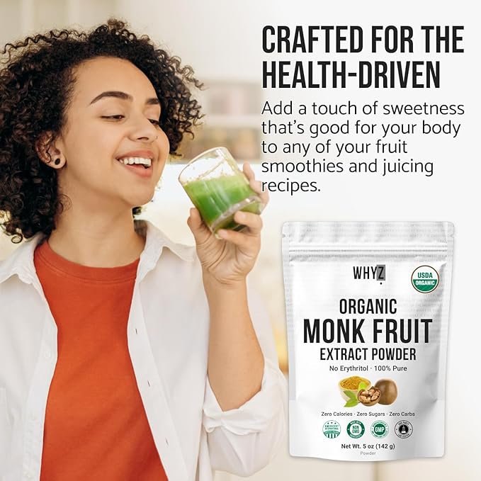 Organic Monk Fruit Extract 5 oz Pure Monk Fruit Sweetener Organic No Erythritol and Zero Calorie Sugar Substitute Powdered Monkfruit Sweetener Keto and Paleo Diet Friendly 458 Servings