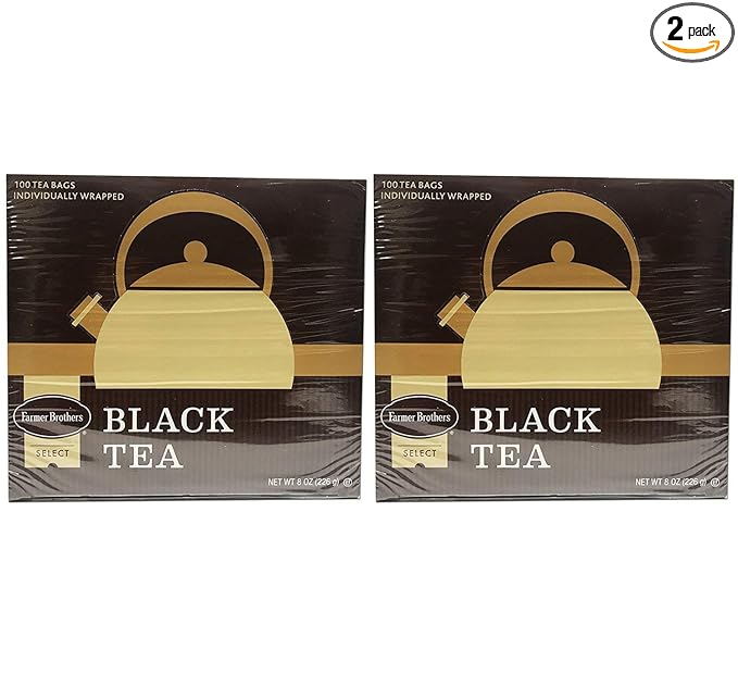 Farmer Brothers Tea Bags Tea - Black Tea 2 box 100 count ea box 200 ct total Hot Brew individually wraped
