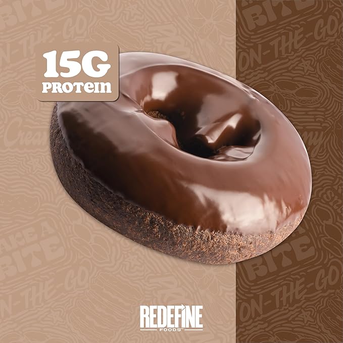 Redefine Foods Chocolate Protein Donut - 8 Count - Chocolate Flavor - 15g of Protein Per Serving - No Artificial Ingredients