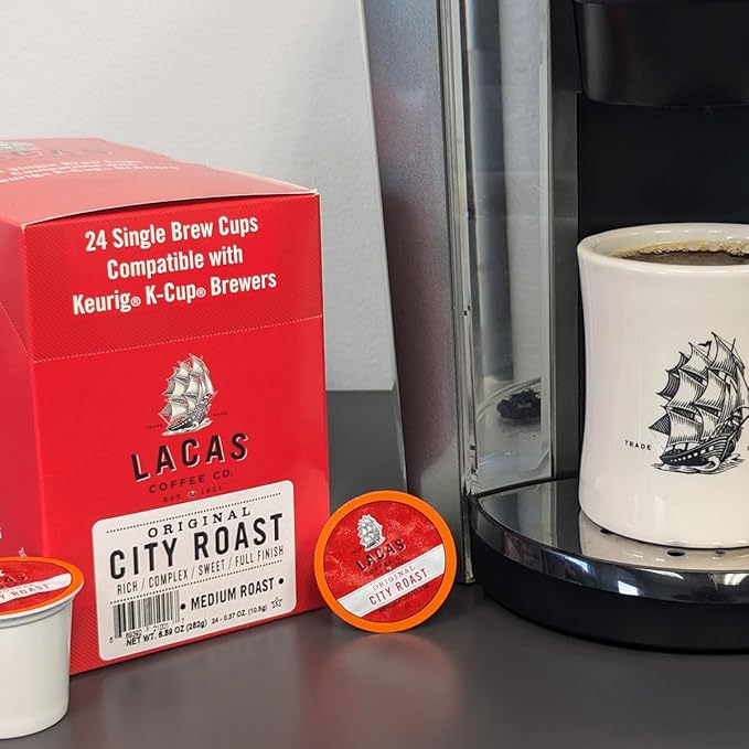 Lacas Coffee Original City Roast Single Serve Cups Compatible with K-Cup Brewers 48 Count
