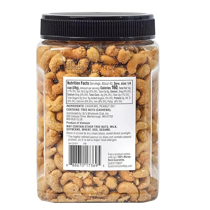 Whole Fancy Cashews Unsalted 42 oz (1 Pack)
