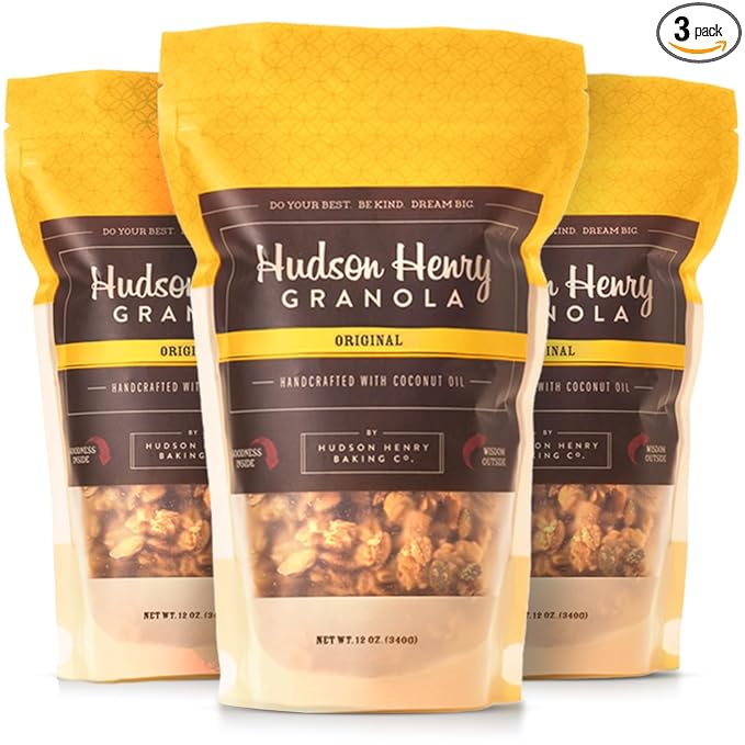 Hudson Henry OG Granola for Yogurt Snacking &amp Cereal | Gluten Free with Nuts and Seeds | Cashew Granola Non-GMO Small Batch Baked | 3 x 12 oz Bags